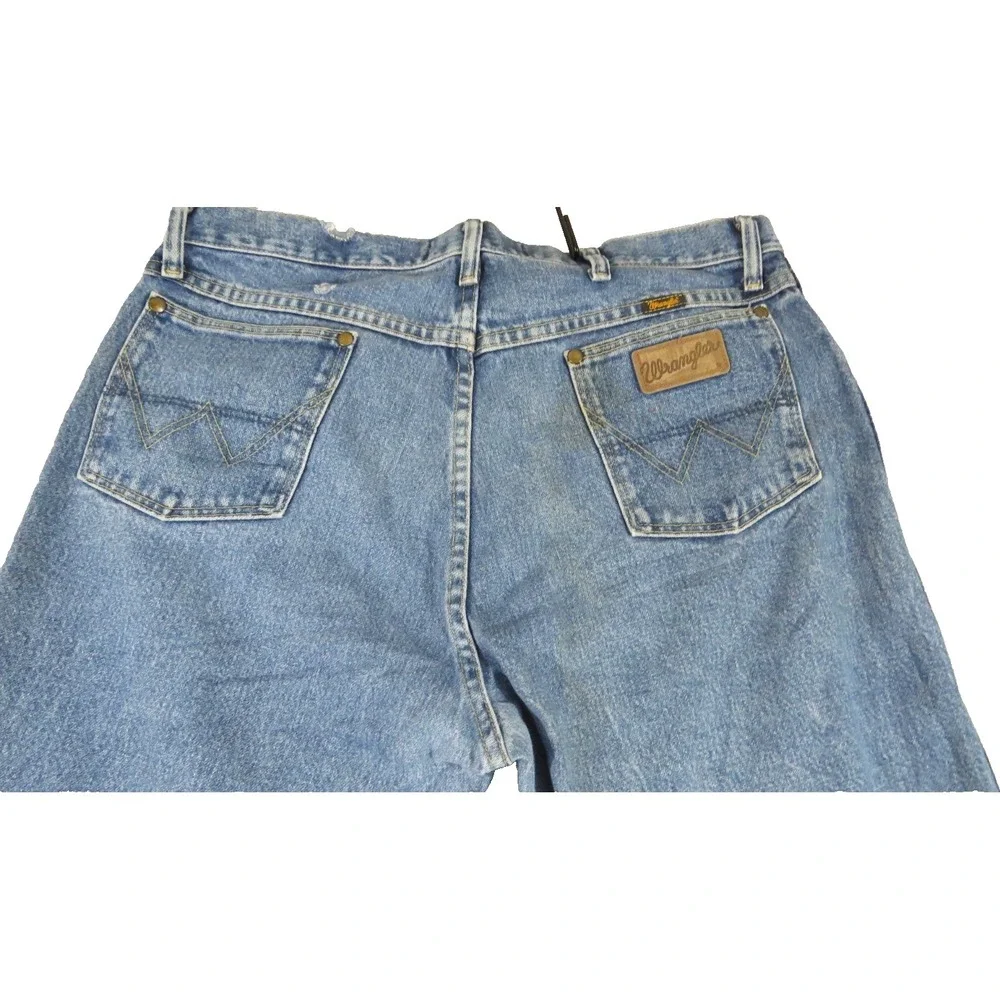 Wrangler George Strait Cowboy Cut Jeans Men 35x32 Blue Denim Western Stone Wash